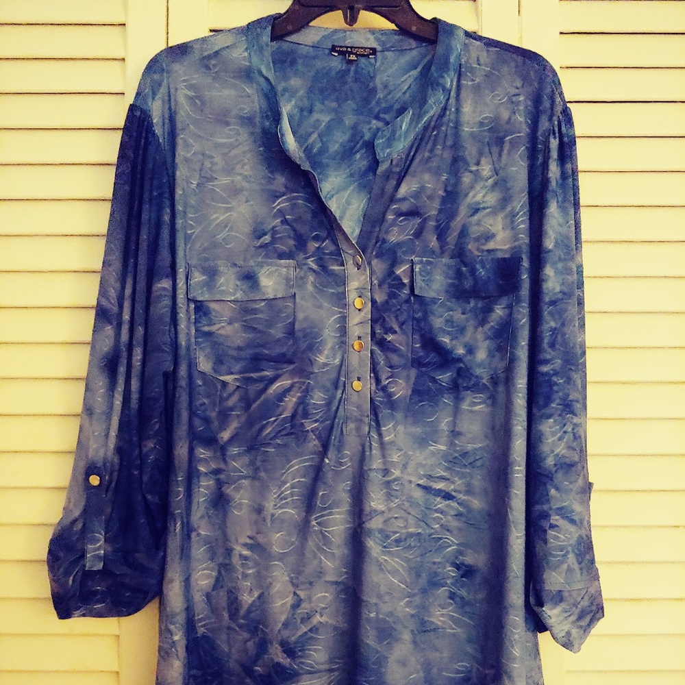 Ava & Grace Blue Long Sleeve Blouse